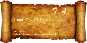 Tamás Alinka névjegykártya